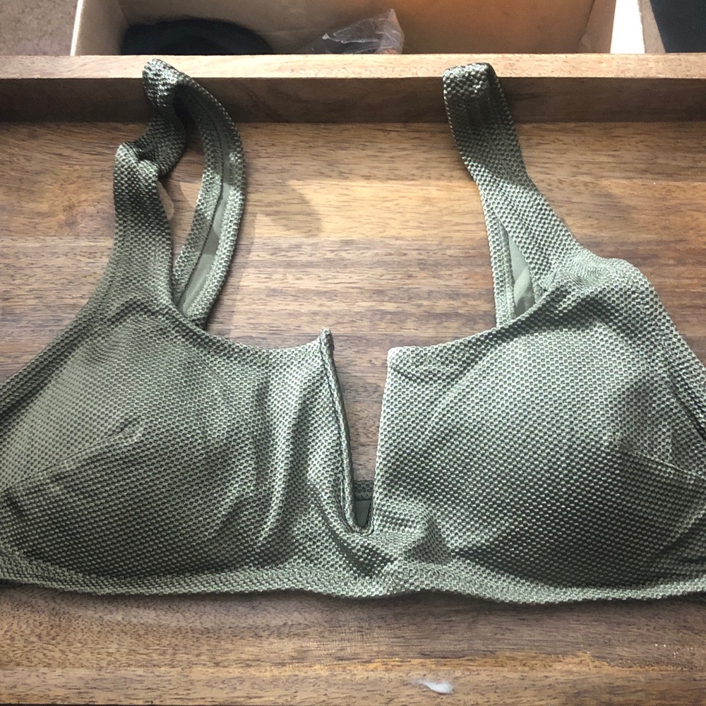 Aerie Olive Textured Bikini Top